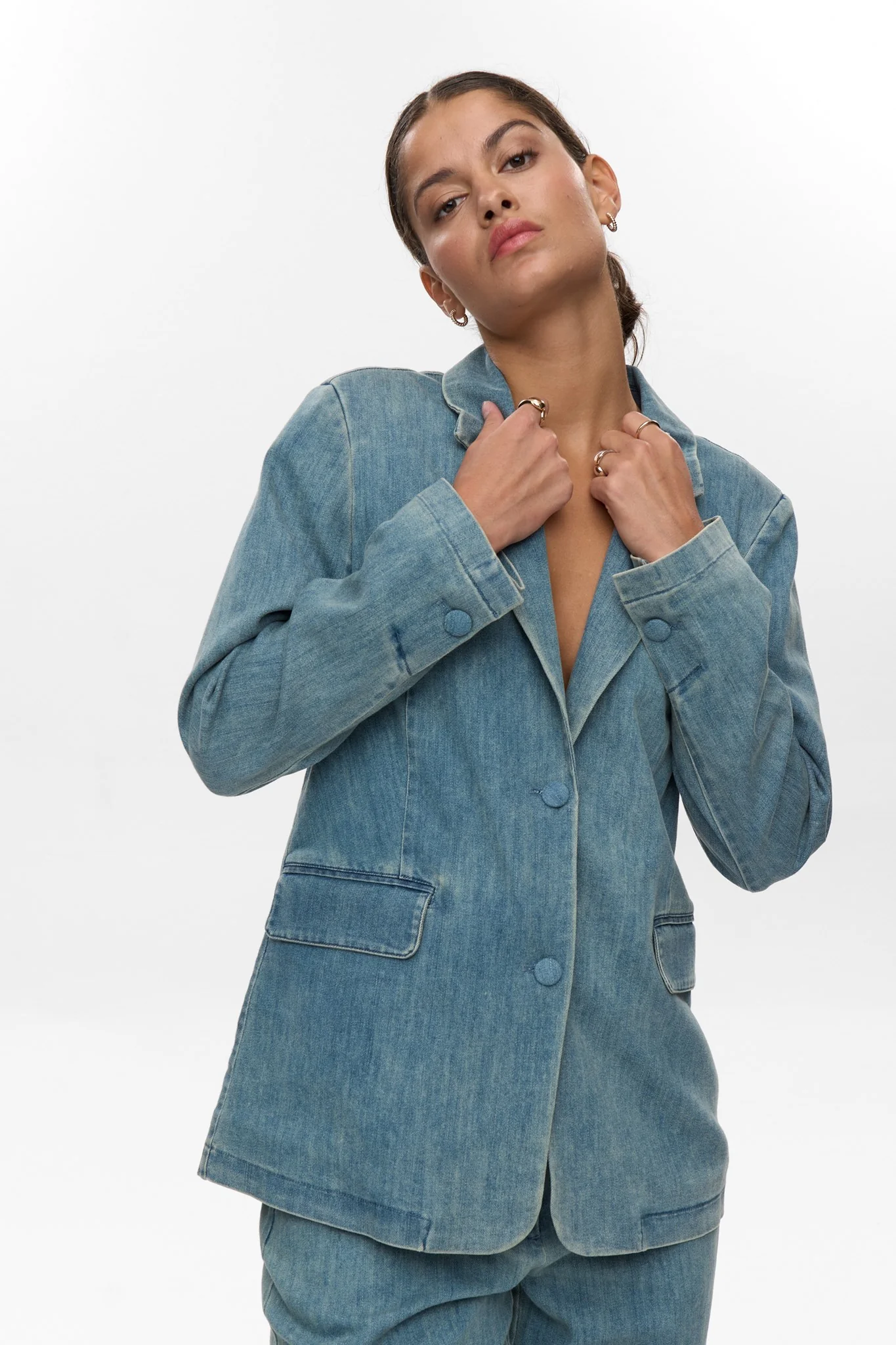 NUALETTA -  BLAZER - Med. Blue Washed Denim - Image 7