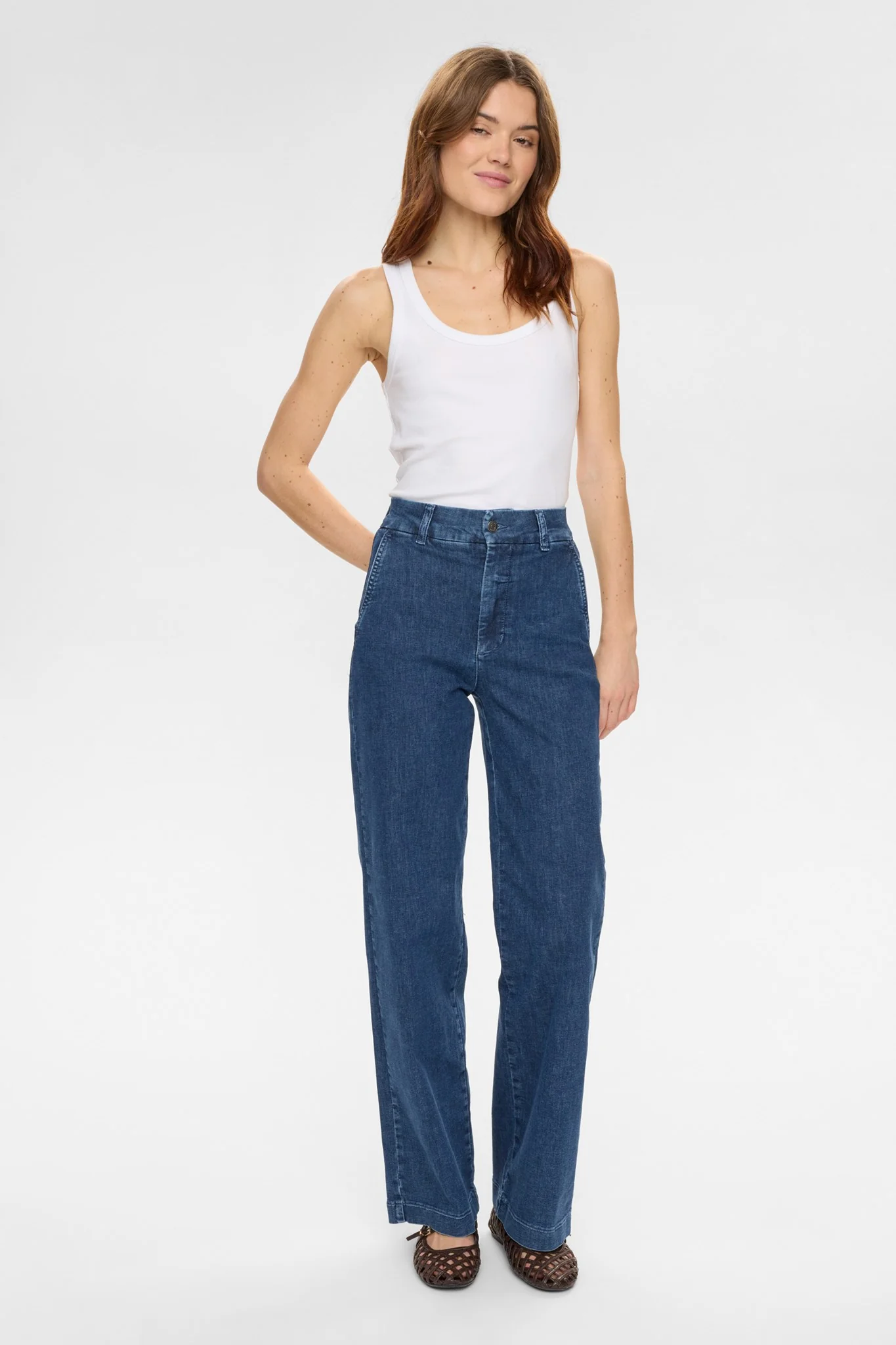 NUAMBER HR WIDE JEANS - R3013 - Medium Blue Denim - Image 3