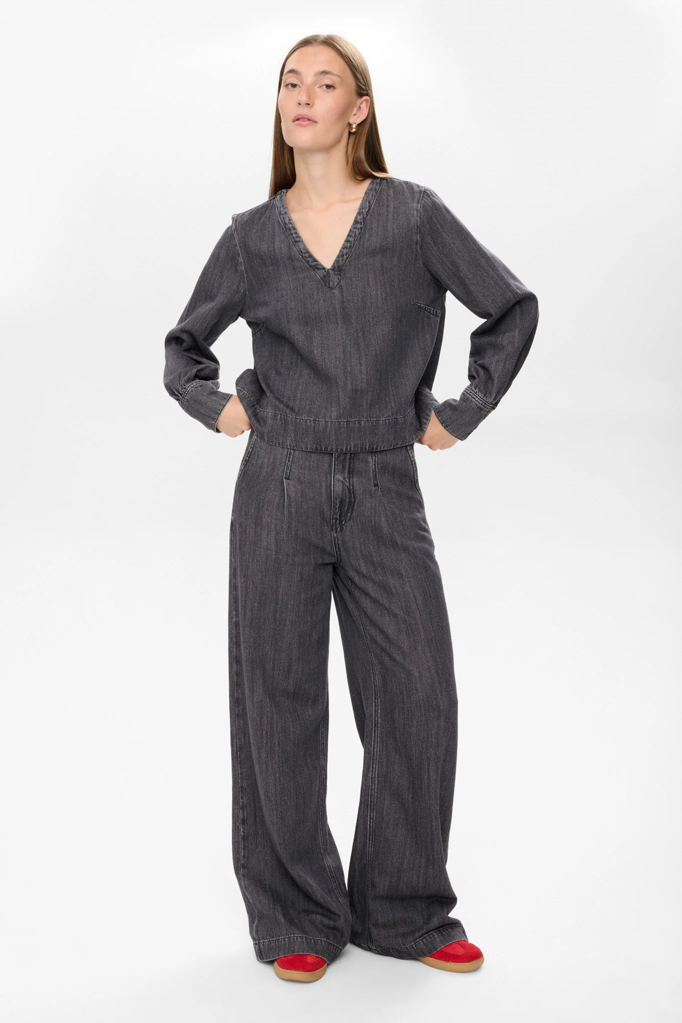 NUSEOUL BLOUSE - Medium Grey Denim - Image 3