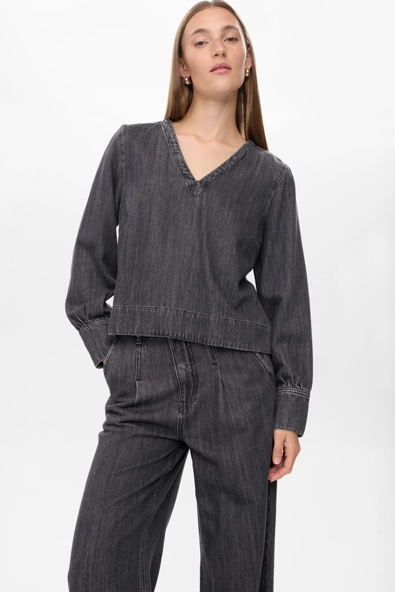 NUSEOUL BLOUSE - Medium Grey Denim - Image 6