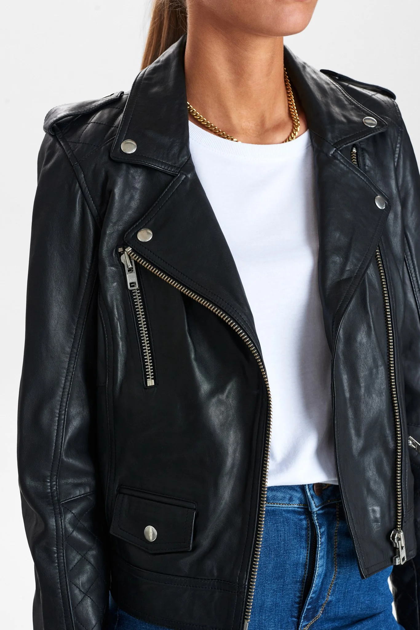 NUZANDRAS LEATHER JACKET-NOOS - Caviar - Image 4
