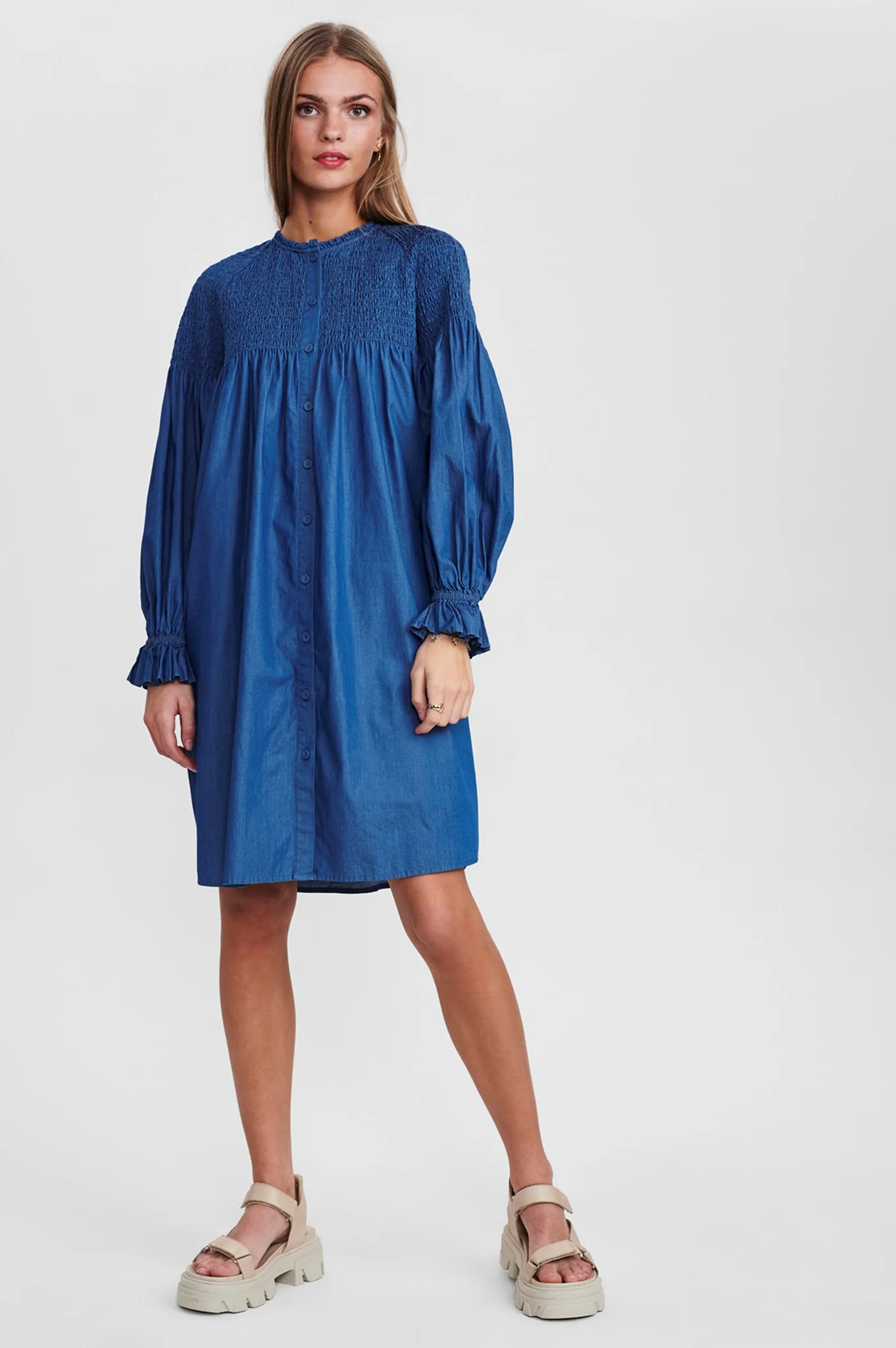 SISARA DRESS - Medium Blue Denim - Image 3